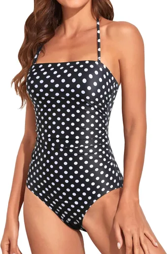 Vista 3 de Holipick Trajes de baño de una pieza con control de abdomen para mujer Punto Negro