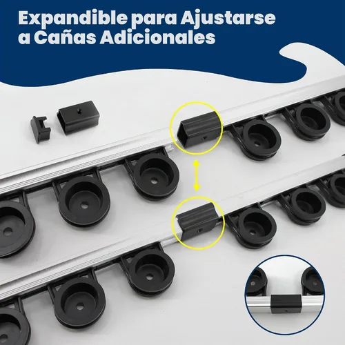 Vista 5 de Rush Creek Creations Estante de almacenamiento de caña de pescar de pared o techo para 10 cañas, soporte vertical u horizontal para caña de pescar