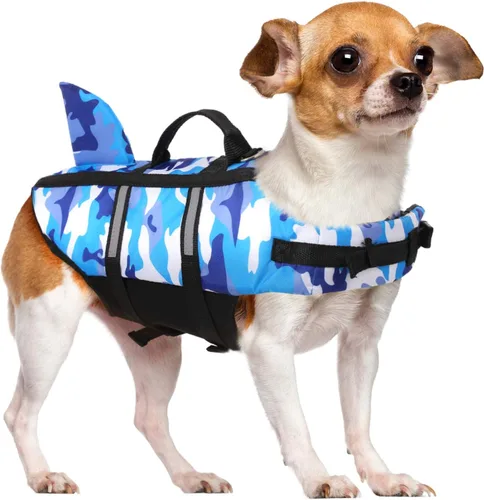 Vista 10 de Queenmore Chaleco Salvavidas para Perros Pequeños XXS, Chalecos Salvavidas para Cachorros para Perros Pequeños, Chaleco Salvavidas para Perros