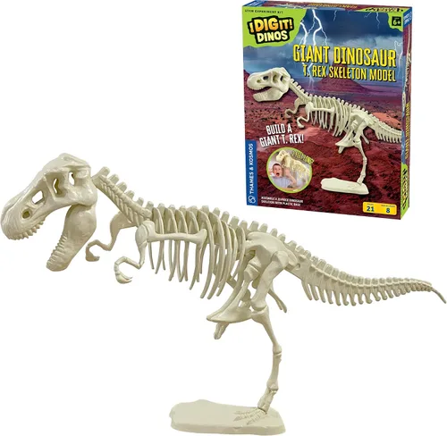 Vista 3 de Thames & Kosmos Kit de esqueleto de dinosaurio gigante Actividad STEM Construye un modelo de esqueleto T. Rex de 26 pulgadas de largo Explora