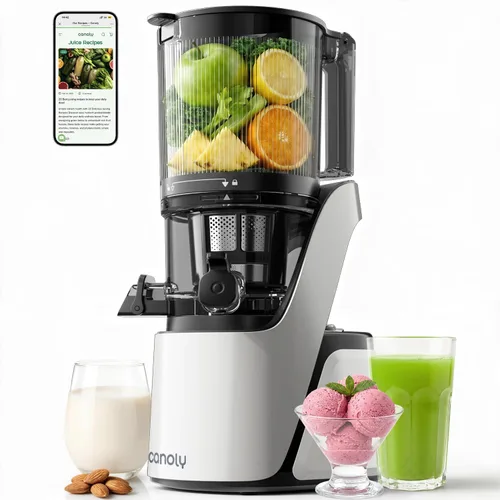Vista 3 de [Usado] Canoly Exprimidor C16 de prensa en frío, canal de alimentación extra ancho de 6 pulgadas, coladores 3 en 1