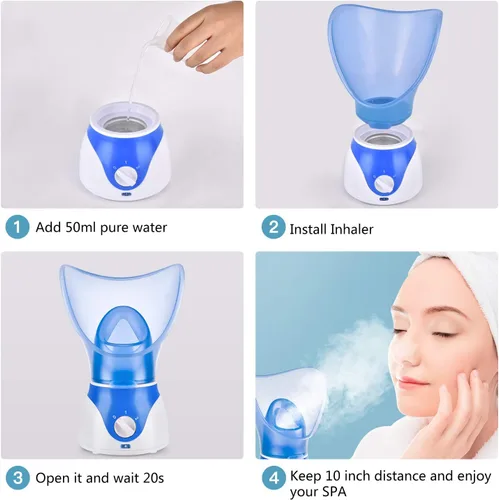 Vista 7 de Vaporizador facial para limpieza profunda facial, vaporizador facial para mujeres, 2 modos de vaporizador facial nano iónico para desobstruir