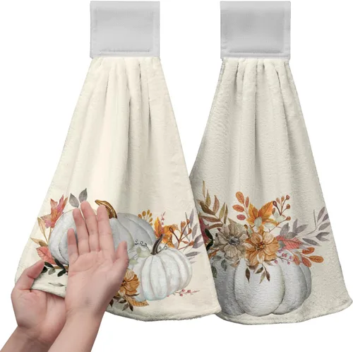 Vista 24 de Honey Bee - Juego de 2 toallas colgantes de cocina de verano con lunares y lazo para colgar, toallas de cocina de granja amarillas, suaves