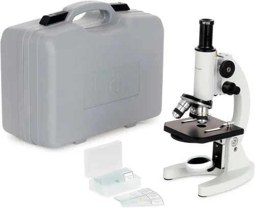 Vista 4 de AmScope Kit de microscopio para principiantes M60C-ABS-PS25-WM, iluminación LED y espejo, oculares WF10x y WF20x, aumento de 40x-1000x, incluye