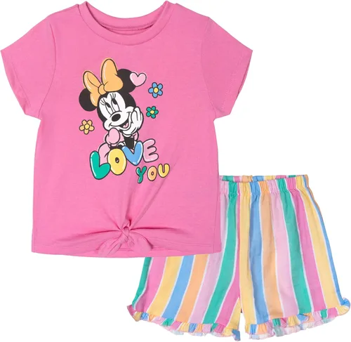 Vista 8 de Disney Conjunto de camiseta y pantalones cortos de gasa para bebés y niños grandes (12 meses - 14-16)