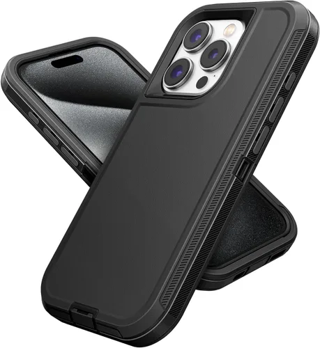 Vista 31 de Jelanry - Funda para iPhone 15 5G, protección resistente, resistente, color negro Dropproof & Dual-Layer Protective Back Cover with Port Anti