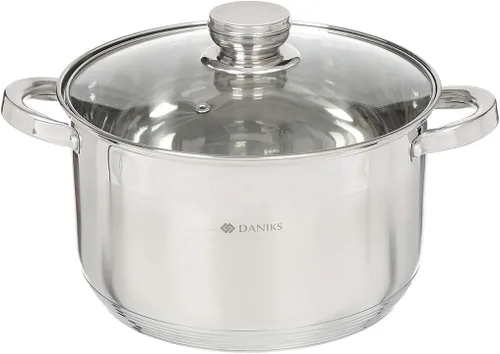 Vista 12 de Daniks Olla estándar de acero inoxidable de 2 cuartos de galón con tapa de vidrio, parte inferior de prueba para calefacción uniforme, compatible