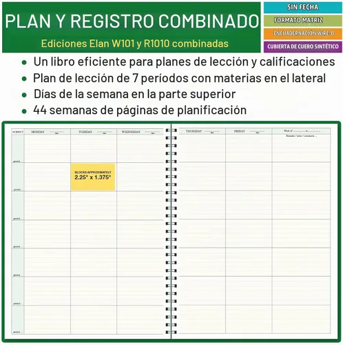 Vista 2 de Combinado de planificación y registro de la Compañía de Publicaciones ELAN: Un libro eficiente de 8-1/2" x 11" para planes de lecciones