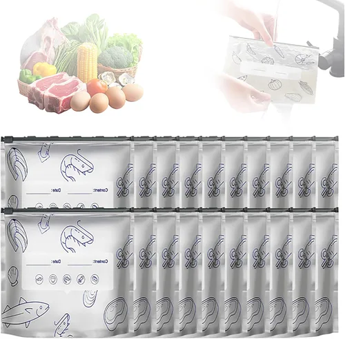 Vista 8 de Bolsas de almacenamiento reutilizables de papel de aluminio sellables, bolsas deslizantes reutilizables para almacenamiento y conservación