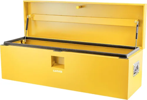 Vista 8 de Garvee Caja de herramientas de acero para camiones, resistente, con dos tapas, candado y resistente a la intemperie, ideal para camioneta, cama