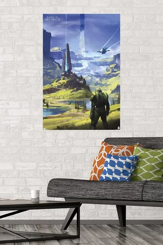 Vista 2 de Halo Infinite - Póster de pared Master Chief Valley, 34 pulgadas de largo x 22.4 pulgadas de ancho, versión sin marco