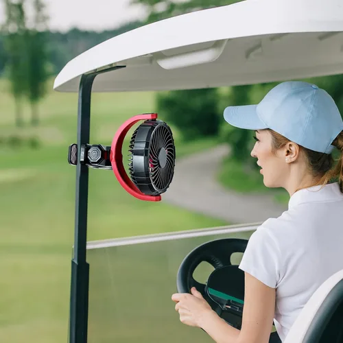 Vista 6 de Ventilador con clip de batería para visera de automóvil Asiento Rojo