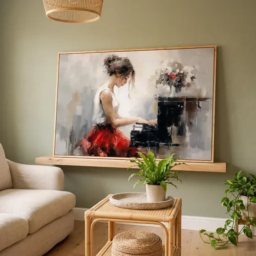 Vista 17 de LuxeWood Arte de Pared Musical en Lienzo - Impresiones Temáticas Musicales Medianas y Grandes para Sala de Estar, Oficina, Estudio, Airbnb