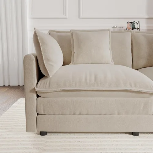 Vista 7 de KEIKI Juego de sofá de 2 piezas con 2 sofás individuales de felpilla de gran tamaño, estilo moderno tapizado de 2 plazas con 2 almohadas, cojines