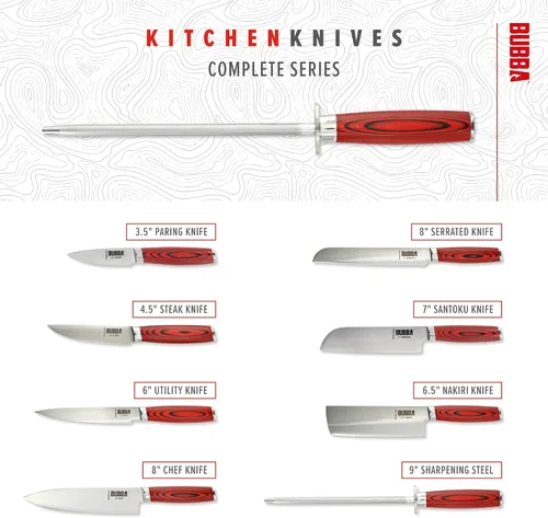 Vista 7 de BUBBA Kitchen Series - Acero afilador de 9" con revestimiento de diamante de primera calidad y perfectamente equilibrado para aumentar la vida útil