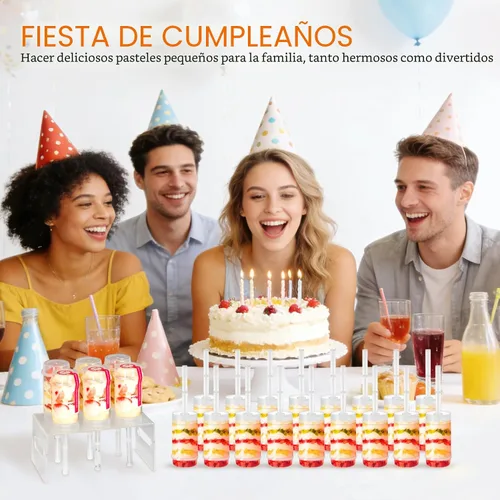 Vista 4 de Paquete de 24 recipientes para tartas con tapas, multiusos, recipientes de plástico reutilizables para tartas, para cupcakes, confeti, helados