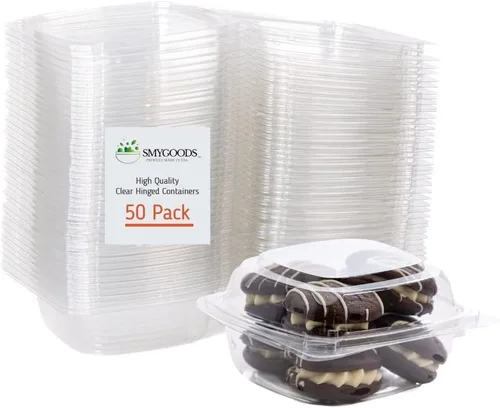 Vista 13 de Recipientes de postre (paquete de 25 – 6 x 6 x 3) contenedores de plástico desechables para alimentos, contenedor de alimentos transparente