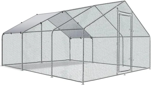 Vista 8 de TOLEAD Gallinero de metal grande mejorado con malla de alambre de tres soportes, corral de pollo, con cubierta resistente al agua y anti-UV, casa
