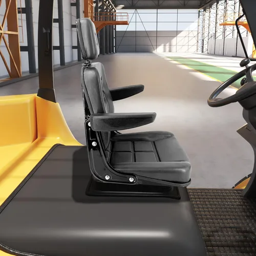 Vista 5 de Asiento de suspensión universal para tractor, asiento de carretilla elevadora ajustable de 6/5.906 in con pista deslizante, reposabrazos