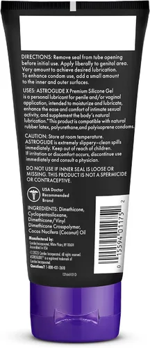 Vista 2 de Astroglide Lubricante de silicona (85ml), Gel Premium personal para sexo vaginal y anal, sin goteo, se mantiene en su lugar, lubricante