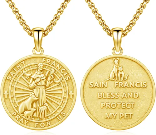 Vista 47 de 925 Sterling Silver Patron Saint Amulet Necklace for Men Women plateado