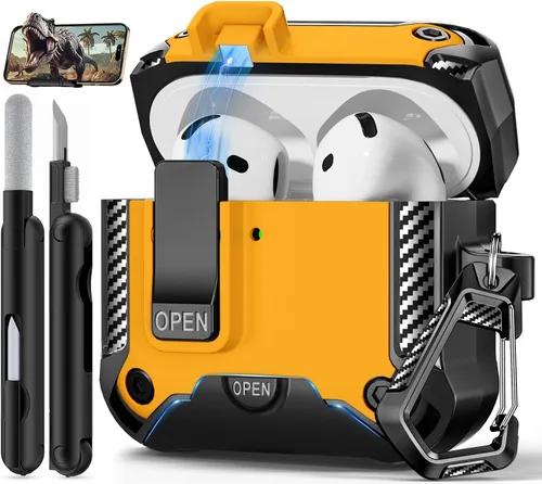 Vista 57 de Funda para AirPods Pro de 2 generación con soporte para teléfono, diseño de interruptor automático de protección completa contra caídas con kit