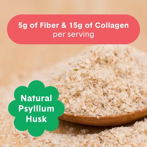 Vista 4 de Bellway Polvo súper fibra + colágeno, polvo de cáscara de psyllium sin azúcar con péptidos de colágeno y ácido hialurónico para la salud intestinal