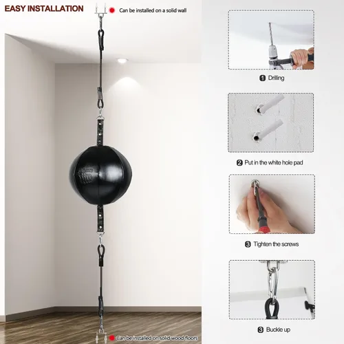 Vista 7 de InnoLife Kit de saco de boxeo de doble extremo con bola de perforación, kit de reacción de velocidad con cordones elásticos, perfecto