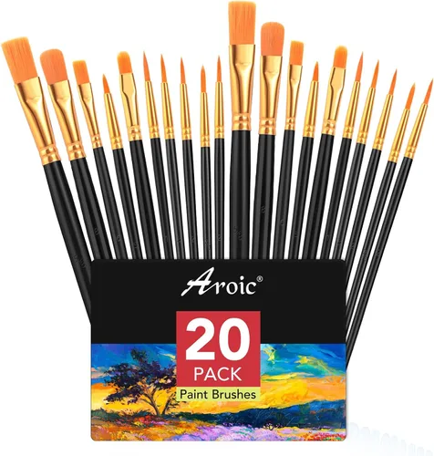 Vista 22 de AROIC Pinceles de Pintura Pequeños a Granel, 80 Piezas de Pinceles de Pintura de Cerdas de Nylon Negro para Niños con Punta Plana Redonda
