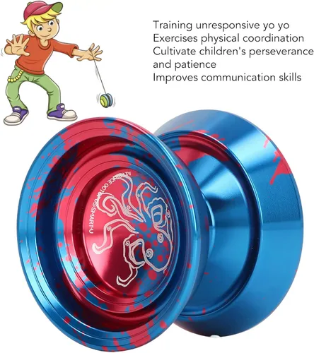 Vista 4 de Asixxsix Responsive Yoyo, Yoyo profesional de aleación de aluminio de metal con guante, 3 cuerdas y patrón de pulpo, repuesto avanzado de bola Yoyo