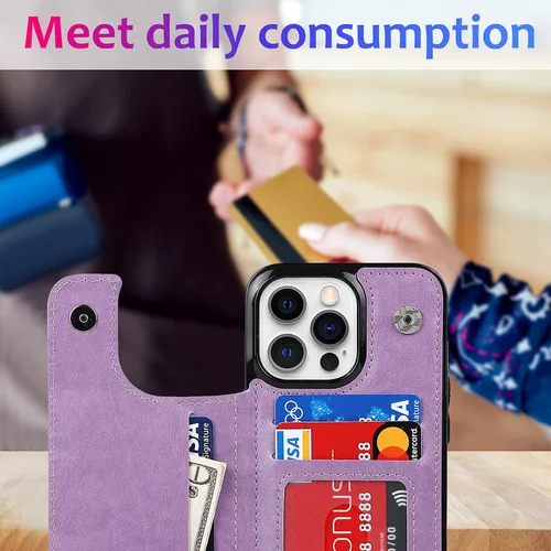 Vista 5 de Asuwish Funda de teléfono para iPhone 14 Pro Max de 6.7 pulgadas con protector de pantalla y cubierta de cartera de cuero para tarjetas de crédito