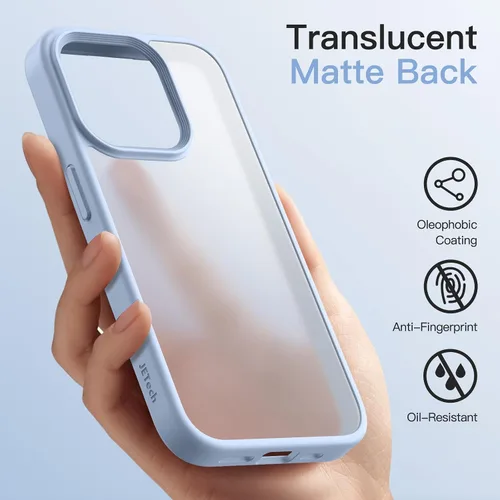 Vista 4 de JETech Funda mate para iPhone 13 Pro de 6.1 pulgadas, a prueba de golpes, protección contra caídas de grado militar, cubierta trasera translúcida