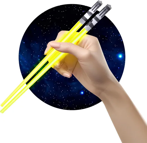 Vista 15 de Palillos de sable de luz con luz LED - Sables de luz brillantes de Star Wars, palillos reutilizables para sushi, juego de palillos con luz LED de 1
