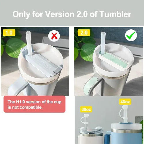 Vista 2 de HOMDSG Juego de tapones antiderrames para Stanley Cup 2.0 de 40 onzas y 30 onzas, accesorios que incluyen tapa de pajilla, tapón de fijación