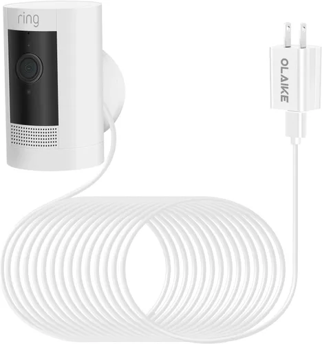 Vista 14 de OLAIKE Paquete de 2 cables de carga de 16 pies para batería Ring Stick Up Cam/Plug-in y Ring Spotlight Cam Battery, adaptador de corriente