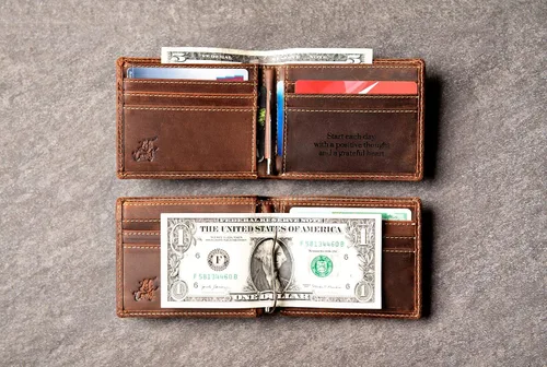 Vista 6 de Slim Personalized Distressed Leather Wallet The Key Largo Wallet by Left Coast Original