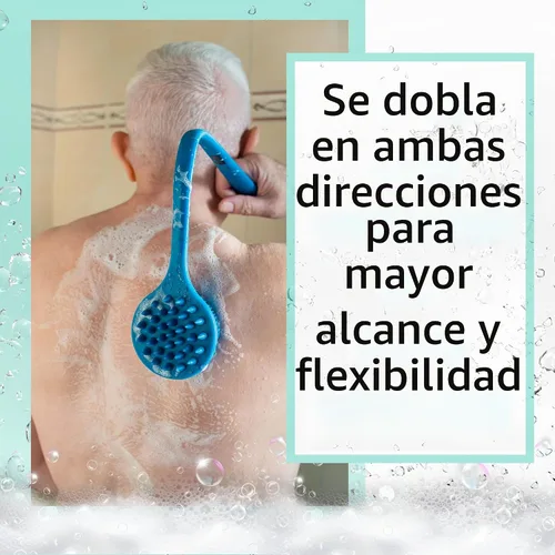 Vista 6 de Cepillo Corporal de Silicona de Mango Largo Flexible y Fregador de Cabello - Cepillo de Espalda para Baño y Ducha, Masajeador de Cabello y Cuero