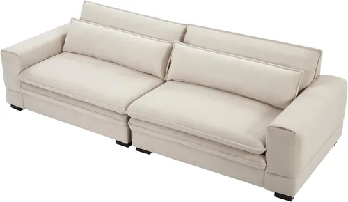 Vista 8 de JUSTONE Sofá modular moderno de 104.72 pulgadas, cómodo sofá de asiento profundo con 2 almohadas para sala de estar, dormitorio, apartamento