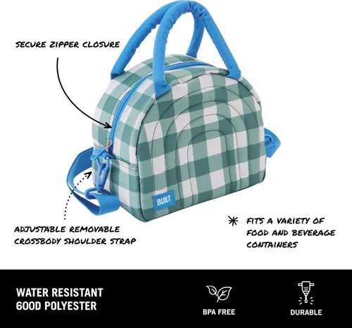 Vista 2 de Built Bolso acolchado de poliéster resistente al agua, ligero aislado y reutilizable con correa ajustable desmontable, diseño de guingán de bosque