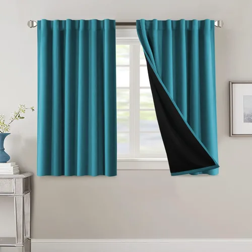 Vista 102 de H.VERSAILTEX Cortinas 100% opacas para dormitorio con forro negro, cortinas de oscurecimiento de habitación completa, con aislamiento térmico