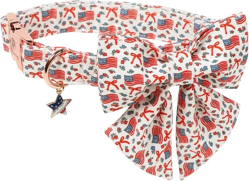 Vista 19 de DOGWONG Collar de otoño para perro con lazo, collar de moño para perro de Acción de Gracias, collar ajustable de algodón de otoño con hoja de arce