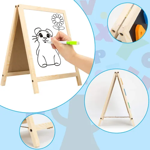 Vista 4 de INNOCHEER Letras y números magnéticos para niños pequeños, pizarra magnética para niños, imanes del alfabeto ABC, pizarra educativa de borrado