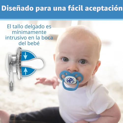 Vista 5 de Dr. Brown's Advantage Glow-in-the-Dark Baby Pacifier, Fully Symmetrical Soother with Soft Silicone Bulb, Blue Nature, 6-18m, BPA Free, 2 Pack