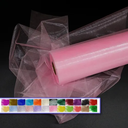 Vista 18 de Rollos de tela de tul de organza, organza cristal de 12" por 50 yardas (150 pies), carrete de malla de nailon transparente sedoso y brillante