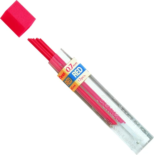 Vista 3 de Pentel Recarga de 12 unidades, 0.028 in, mediano, rojo plomo (PPR-7)