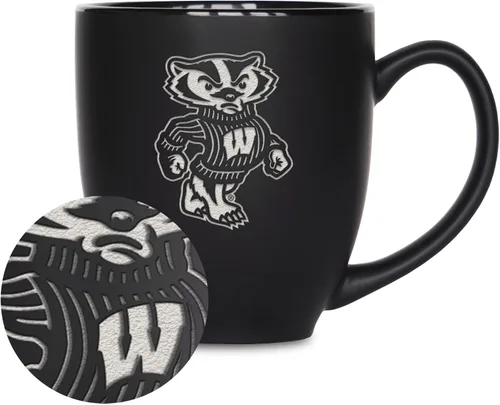Vista 461 de Rico Industries - Taza de cerámica mate negra con grabado láser estándar de 15oz para NCAA (escuelas T & U) - Para bebidas calientes o frías