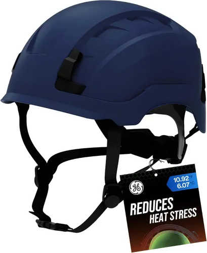 Vista 19 de GE Safety Helmet, Impact Absorbing Tech, Adjustable Ratchet, ANSI Type 1, Memory Foam Padding, Hard Hats Protection, Chin Strap, Class C (Vented) &