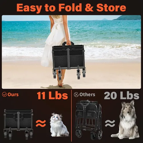 Vista 3 de Carritos con ruedas plegables colapsables: vagón de compras plegable de 360LBS portátil de alta resistencia para compras y camping - Vagón
