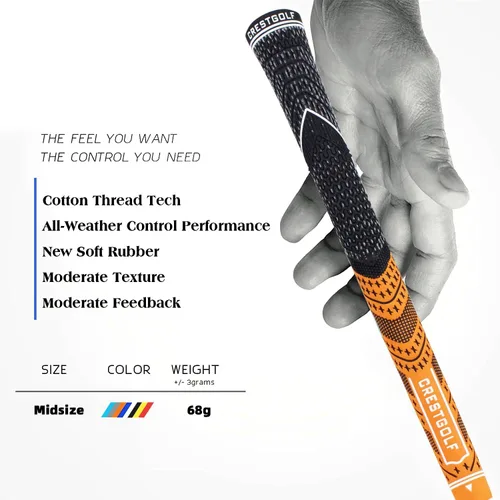 Vista 4 de Crestgolf Golf Grip Kit All-Weather Control Thread Technology Rubber Combine with Cotton Yard, Anti-Slip Naranja