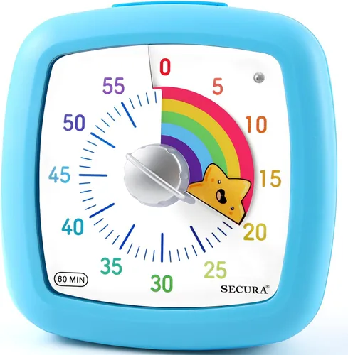 Vista 14 de Secura - Temporizador visual de 60 minutos, temporizador silencioso de estudio para niños y adultos, relojes de tiempo, temporizador de cuenta